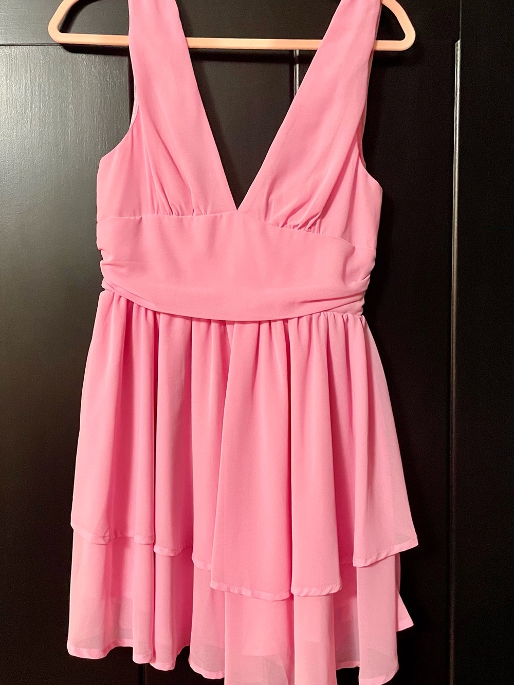 SHEIN Soft Pink Chiffon V-Neck Dress